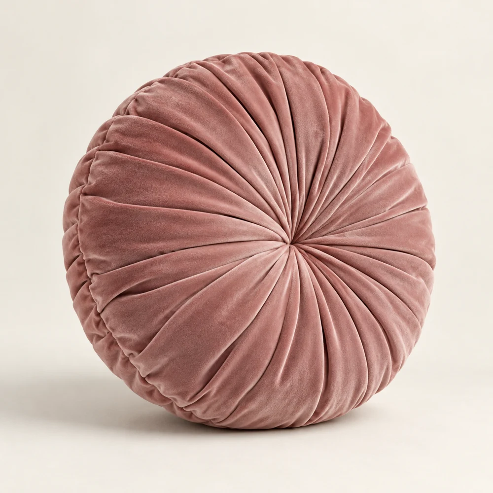 Rosette Round Pillow, Dusty Rose