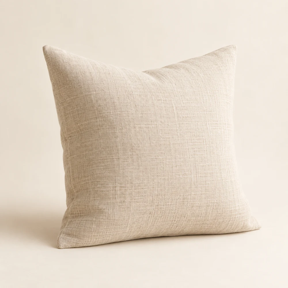 Écru Linen-Blend Pillow, Ecru